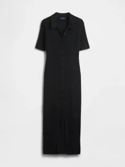 CashSoft Rib Collared Midi Cardigan Dress