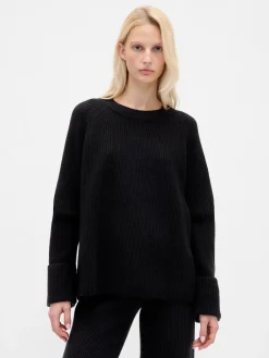 CashSoft Shaker-Stitch Boyfriend Sweater