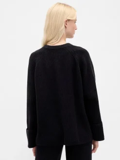 CashSoft Shaker-Stitch Boyfriend Sweater