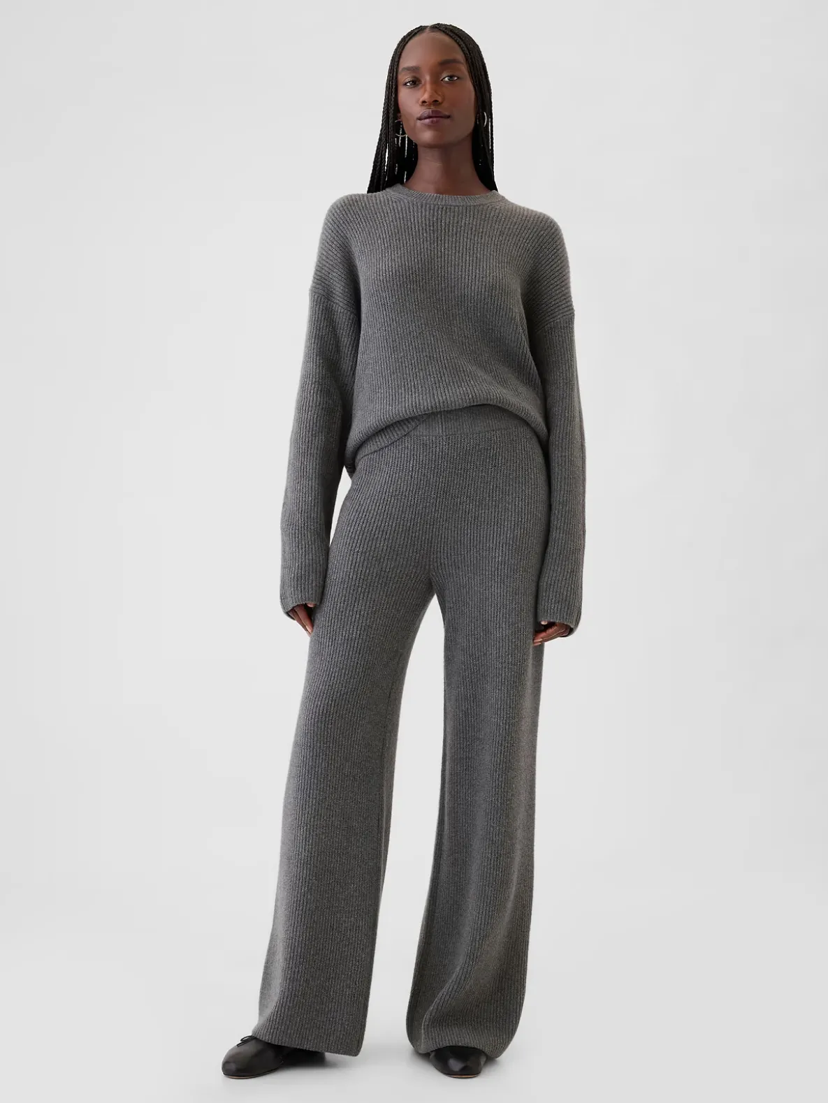 CashSoft Shaker-Stitch Sweater Pants