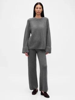 CashSoft Shaker-Stitch Sweater Pants