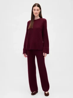 CashSoft Shaker-Stitch Sweater Pants
