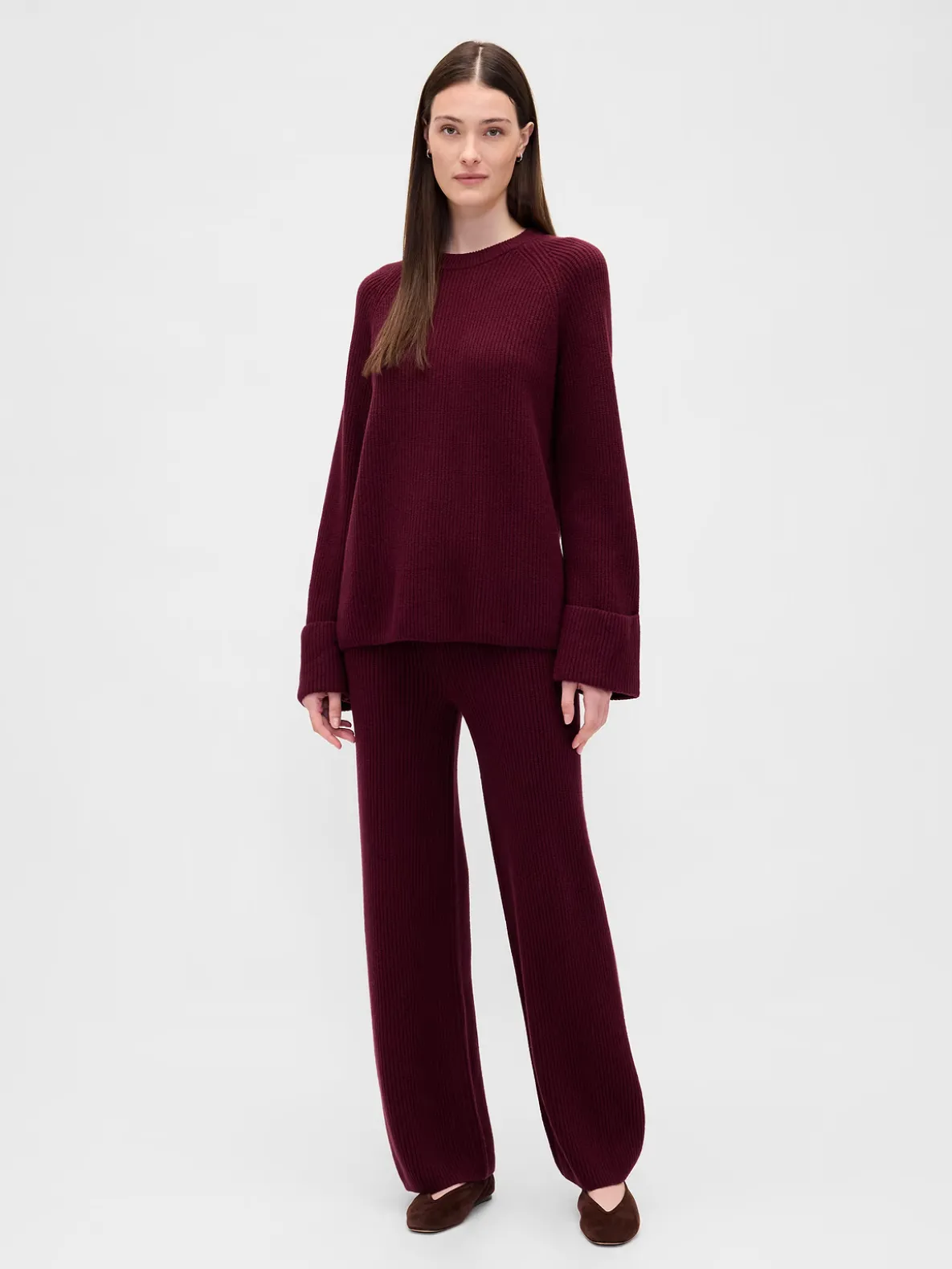 CashSoft Shaker-Stitch Sweater Pants