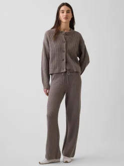 CashSoft Shaker-Stitch Sweater Pants