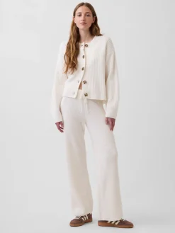 CashSoft Shaker-Stitch Sweater Pants