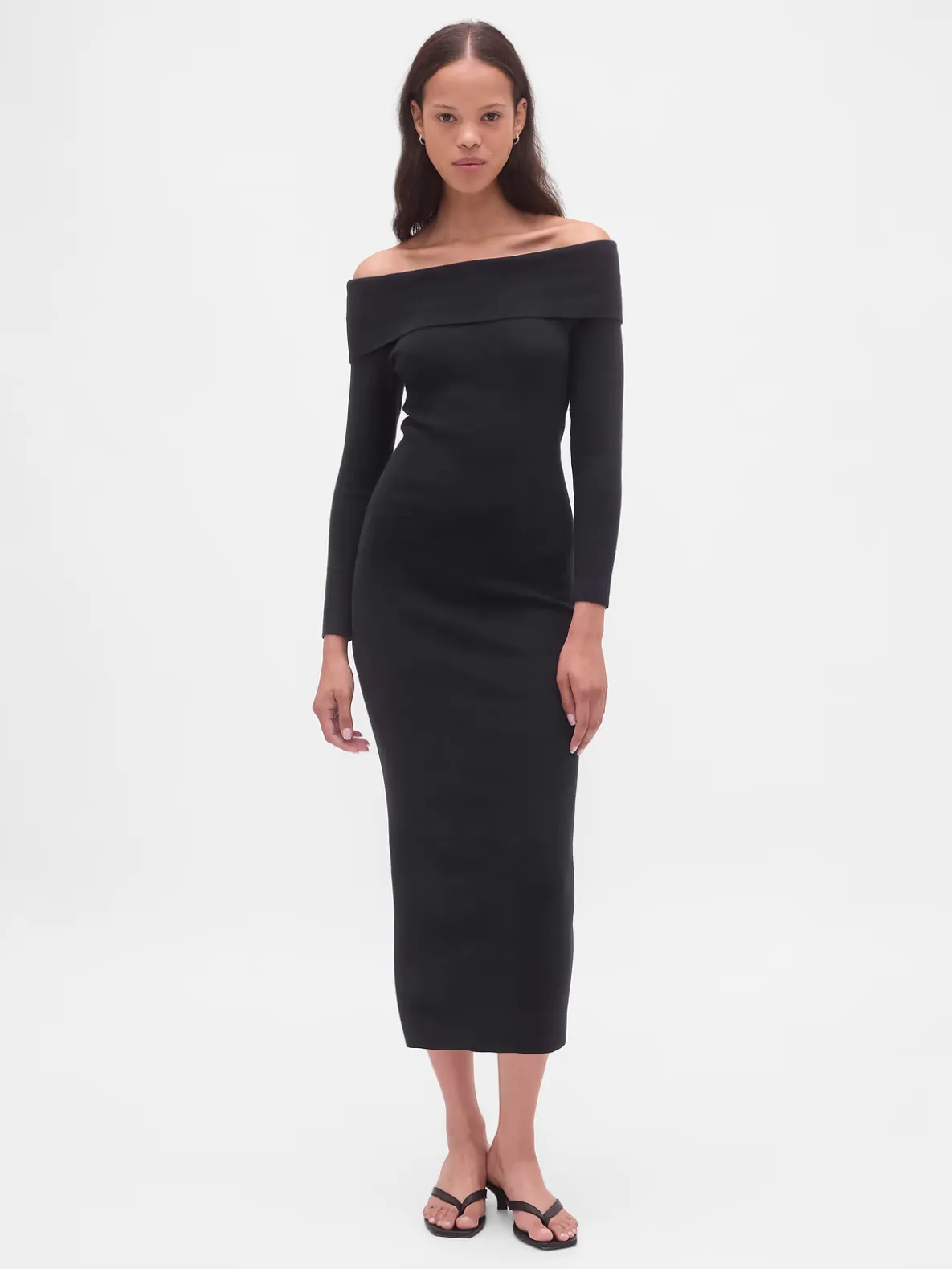 CashSoft Stretch Off-Shoulder Midi Sweater Dress