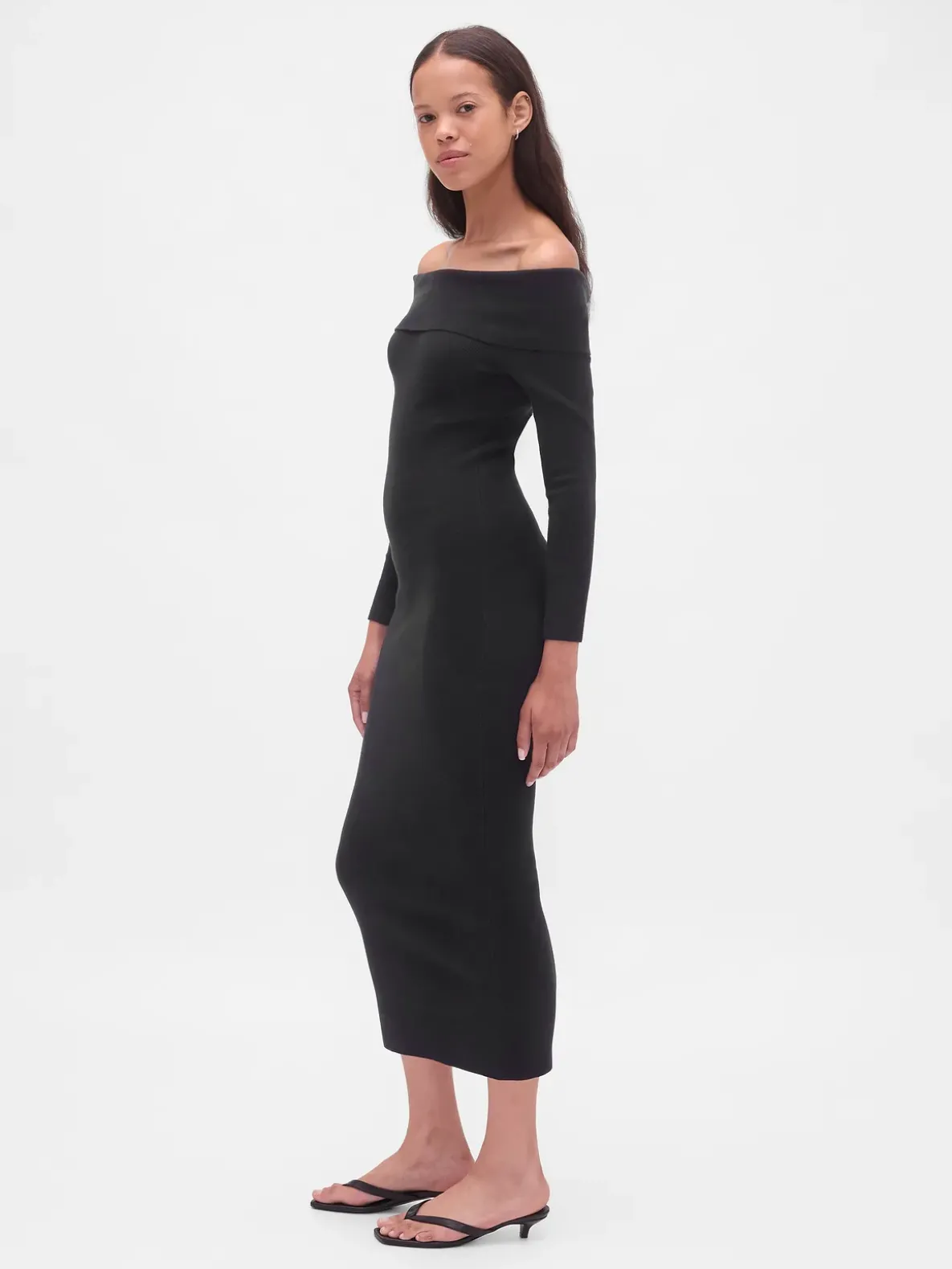 CashSoft Stretch Off-Shoulder Midi Sweater Dress