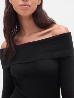 CashSoft Stretch Off-Shoulder Midi Sweater Dress