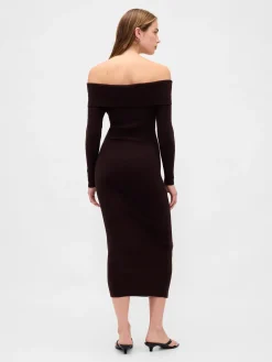 CashSoft Stretch Off-Shoulder Midi Sweater Dress
