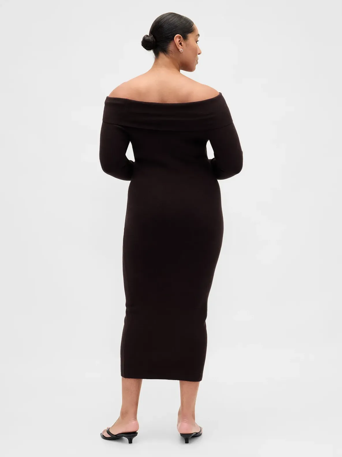 CashSoft Stretch Off-Shoulder Midi Sweater Dress
