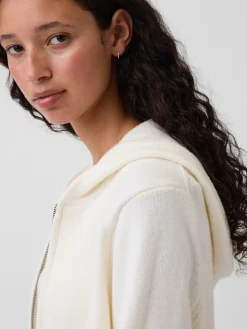 CashSoft Sweater Crop Zip Hoodie