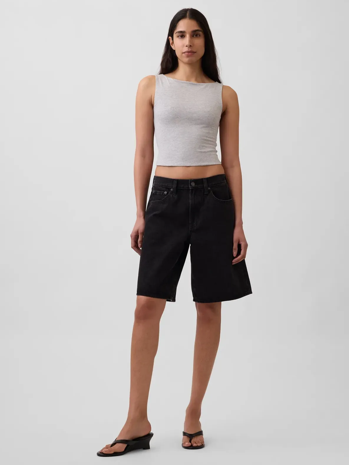 CloseKnit Jersey Boatneck Crop Tank Top