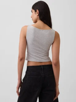 CloseKnit Jersey Boatneck Crop Tank Top