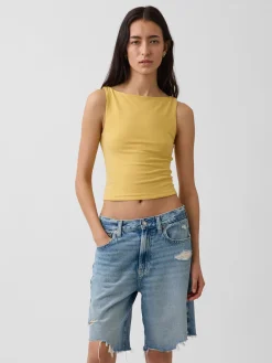 CloseKnit Jersey Boatneck Crop Tank Top