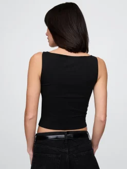 CloseKnit Jersey Boatneck Crop Tank Top