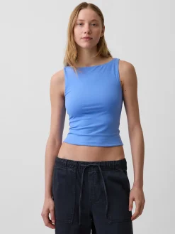 CloseKnit Jersey Boatneck Crop Tank Top