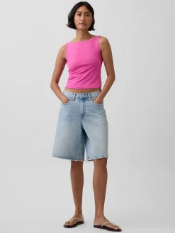 CloseKnit Jersey Boatneck Crop Tank Top