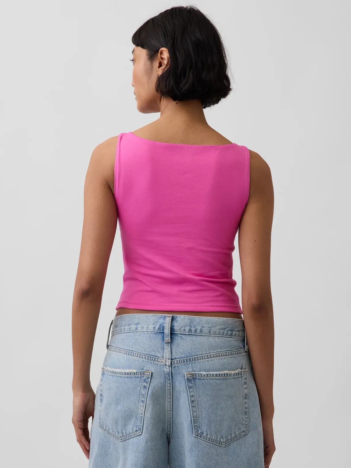 CloseKnit Jersey Boatneck Crop Tank Top