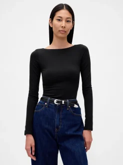 CloseKnit Jersey Boatneck Open-Back T-Shirt