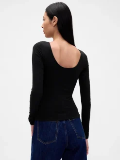 CloseKnit Jersey Boatneck Open-Back T-Shirt
