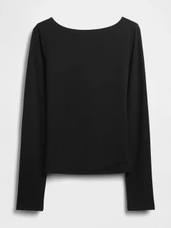 CloseKnit Jersey Boatneck Open-Back T-Shirt