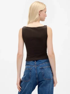 CloseKnit Jersey Boatneck Crop Tank Top