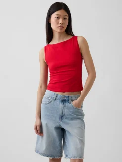 CloseKnit Jersey Boatneck Crop Tank Top