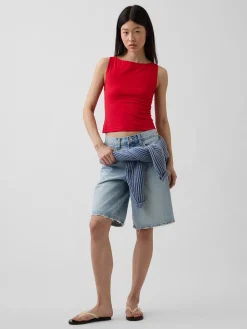 CloseKnit Jersey Boatneck Crop Tank Top