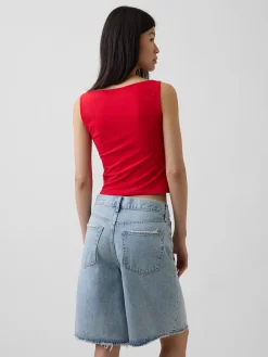 CloseKnit Jersey Boatneck Crop Tank Top