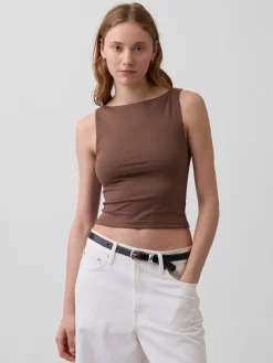 CloseKnit Jersey Boatneck Crop Tank Top