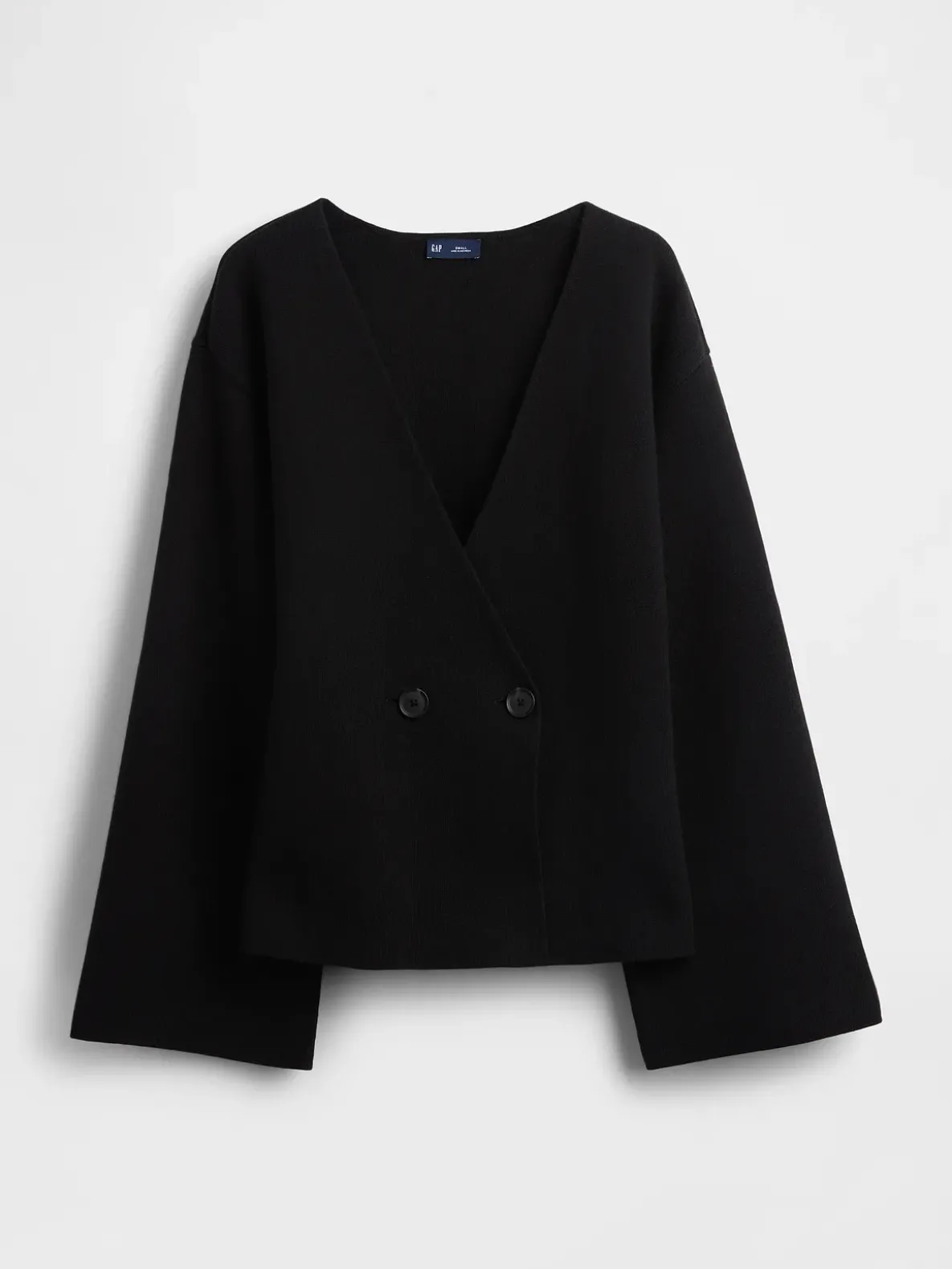 Collarless V-Neck Sweater Blazer