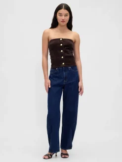 Corduroy Strapless Crop Vest