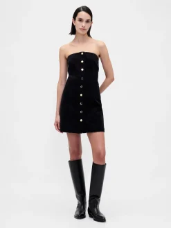 Corduroy Strapless Mini Dress