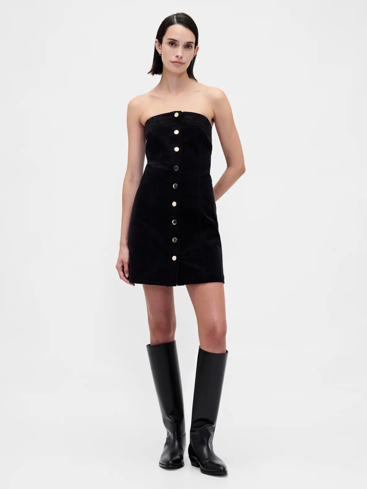 Corduroy Strapless Mini Dress