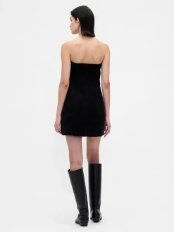 Corduroy Strapless Mini Dress