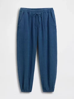 Cotton Gauze Denim Easy Barrel Joggers