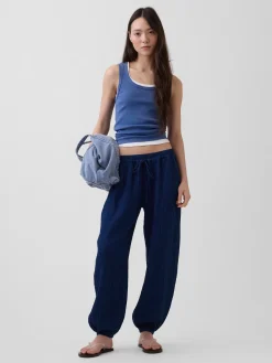 Cotton Gauze Denim Easy Barrel Joggers