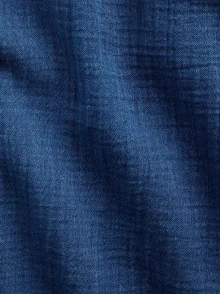 Cotton Gauze Denim Oversized Collarless Shirt