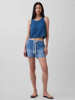 Cotton Gauze Denim Shell Tank Top