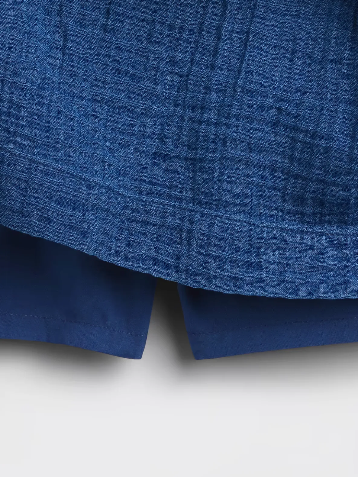 Cotton Gauze Denim Smocked Waist Mini Skort