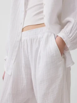 Cotton Gauze Easy Barrel Pants
