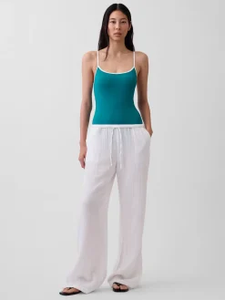 Cotton Gauze Easy Split-Hem Pants