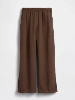 Cotton Gauze Easy Split-Hem Pants