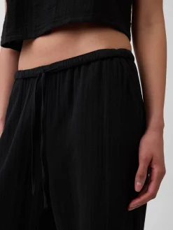 Cotton Gauze Easy Split-Hem Pants