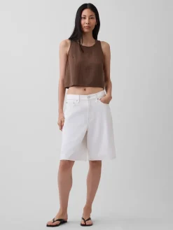 Cotton Gauze Racer Shell Tank Top