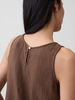 Cotton Gauze Racer Shell Tank Top