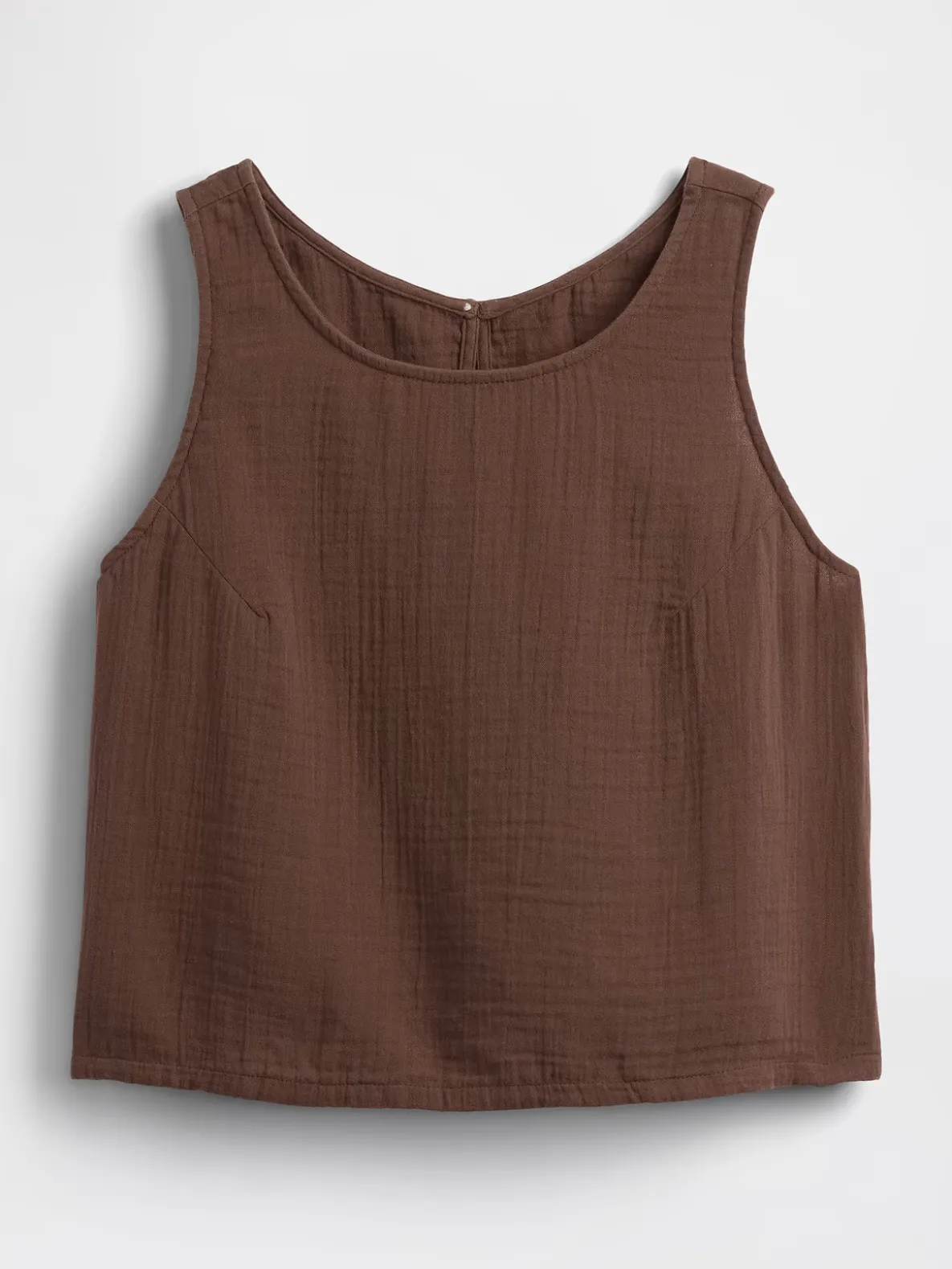 Cotton Gauze Racer Shell Tank Top