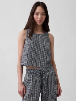 Cotton Gauze Racer Shell Tank Top