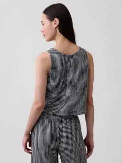 Cotton Gauze Racer Shell Tank Top