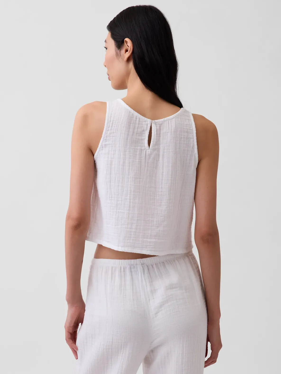 Cotton Gauze Racer Shell Tank Top